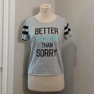 #42 Gray Graphic Tee with Black Stripes